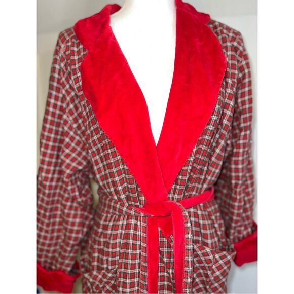 Vintage Victoria’s Secret Robe Red Green Plaid xs/s - Picture 1 of 10